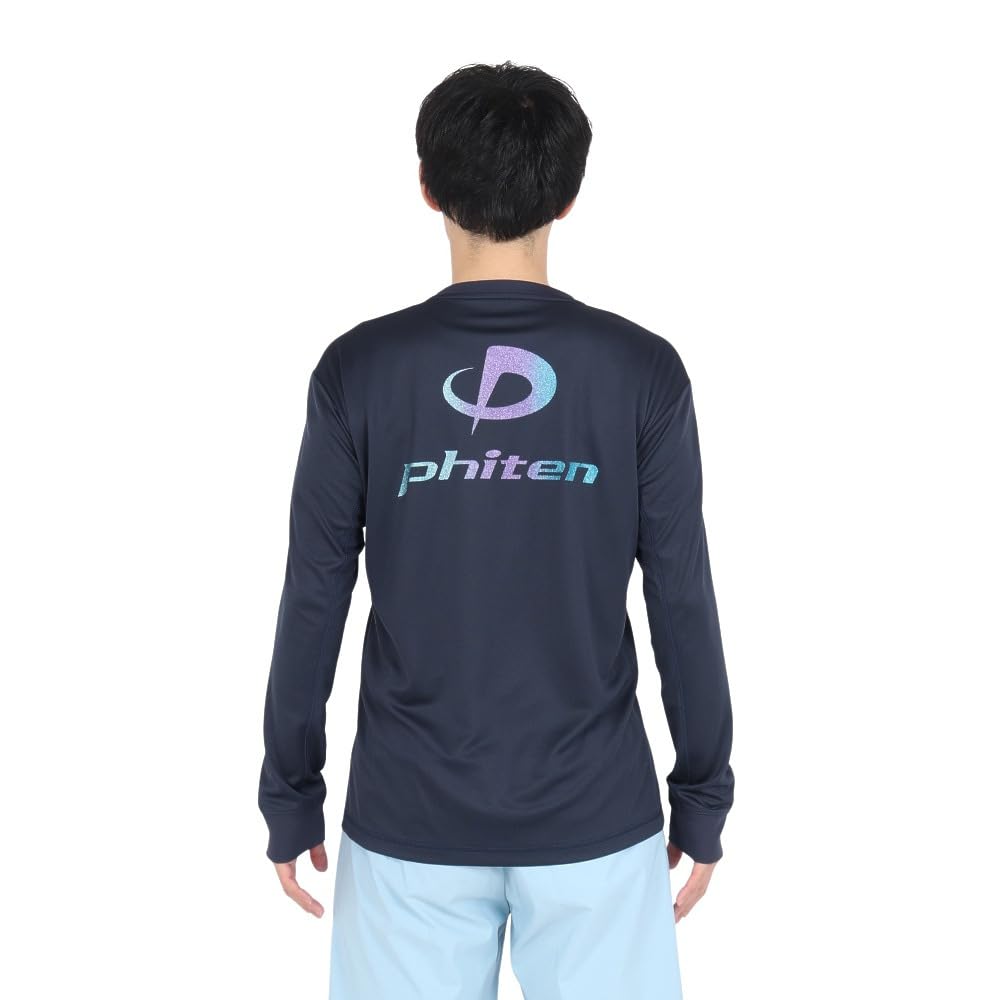 PHITEN Long Sleeve T-Shirt, Lame Gradation, Navy Blue, 3124JG63000 (Navy/L/Men's, Women's)