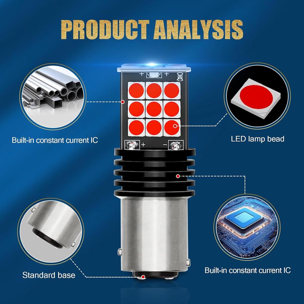 2 PCS 1157 Car LED Brake Light Replacement, Super Bright Waterproof Vehicle Lighting Bulbs, Universal 3030 24SMD Automotive Tail Light Bulbs