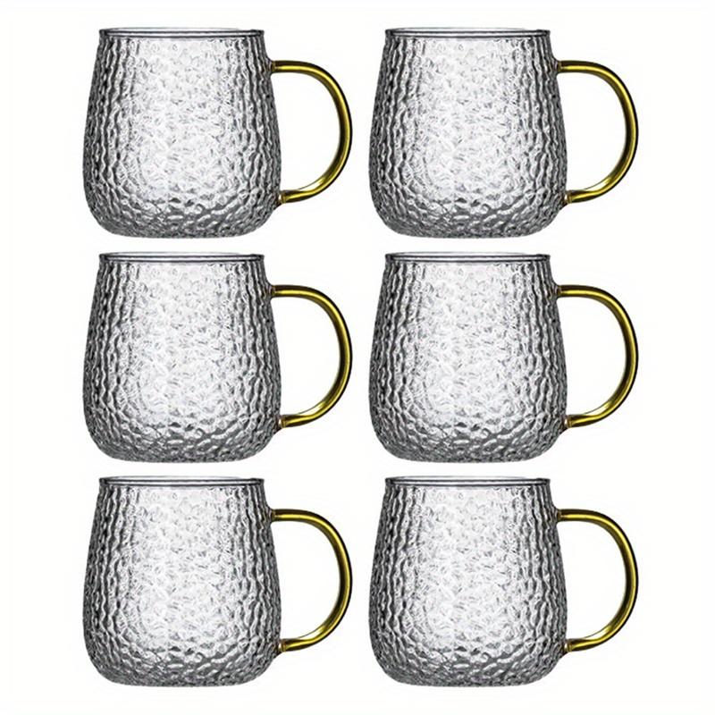 12.3oz Glass Handle Hammered Heat-resistant Glassware Reusable Juice Iced Coffee Tea Summer Drinks Milk And Cocktail Drinking Cups Household Kitchen S