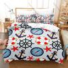Navy Blue Anchor Theme Bedding Set 3 Pieces Marine Sailor Style Quilt Cover Set Twin Full Queen King Size Bed Linen