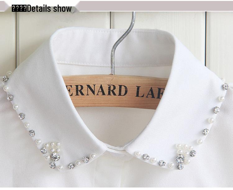 Women's Rhinestone Pearl Chiffon Fake Collar - Winter Korean Style