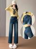Korean Retro High-Waist Slimming Elastic Jeans for Women - Cropped, Loose, Petite Straight Leg 