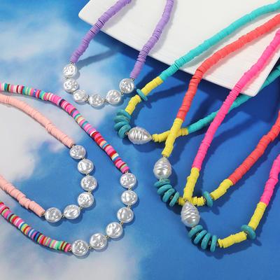 Necklace for Women Netflix Summer Colorful Soft Ceramic Necklace Female Niche Design Turquoise Fashion Collarbone Chain Elegant Necklace