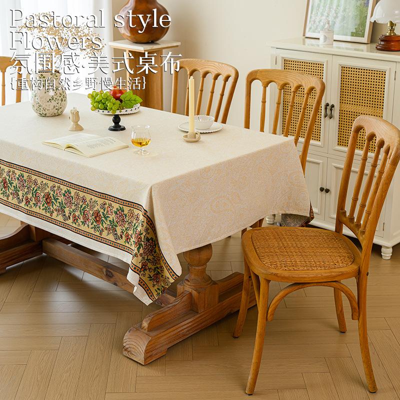 Pastoral Cotton And Linen Fabric Tablecloth Rural Embroidery Rectangular Tablecloth Coffee Table Cloth Modern Simple Dining Table Cloth