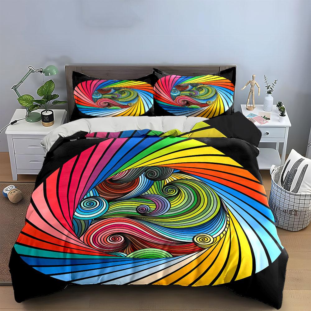 Colorful Abstract Three-Piece Set Soft Comfortable Duvet Cover Bedding Set Included 1*Duvet Cover & 2*Pillowcases, Gift