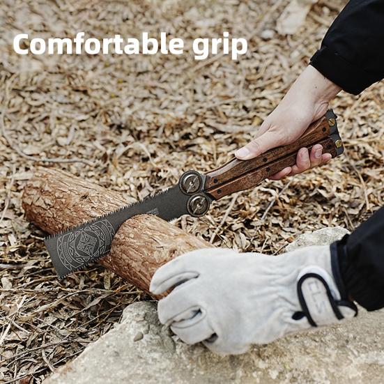 Folding Hand Saw with Wooden Handle Sharp Blade Double-Sided Teeth Compact Design Mini Saw Woodworking Tool