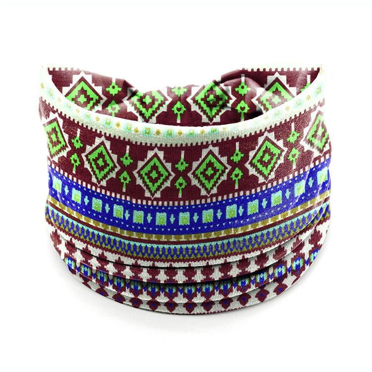 European American Women's Hair Band African Print Pattern Wide Edge Elastic Knot Sports Yoga Headband Women's Headwear Hair