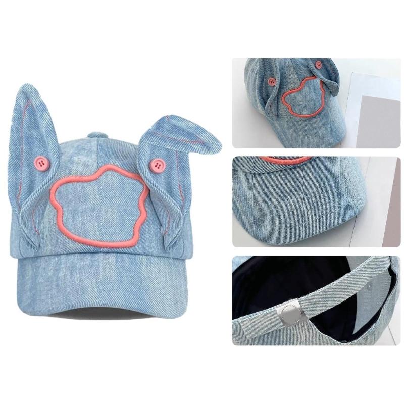 Women 2000s Wash Fabric Baseball Hat with Dog Ear Design for Teens and Girl Fashion Sunproof Hat Women Brithday Gift