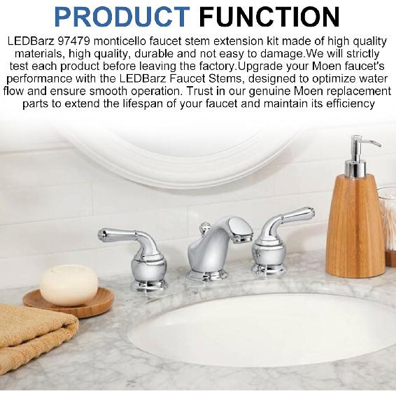 2025 Upgrade 97479 Stem Extension Kit for Moen Monticello Series Widespread Bathroom Sink Faucet replacement parts for Moen 1222 1224