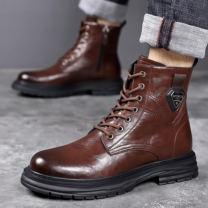 Módní podzimní zimní boty z hovězí kůže pro muže Nové designové módní ležérní pracovní boty Pánská móda Ležérní platformové kotníkové boty Muži