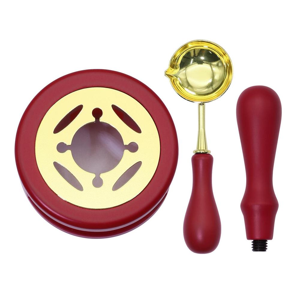 Wax Seal Melting Furnace Set with Handle & Spoon - Wooden Granule Furnace for Crafting