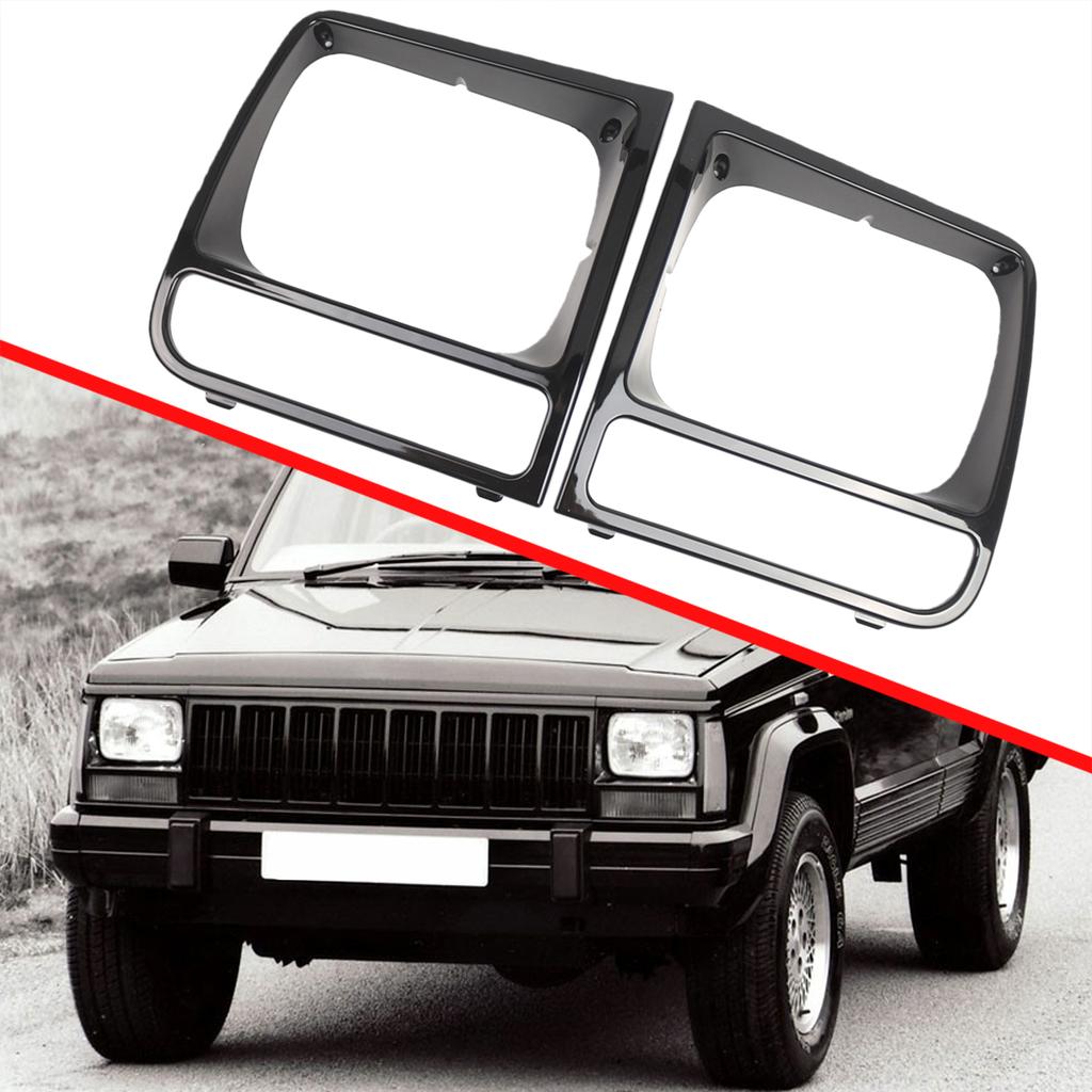 1 Pair Headlight Protection Frame 5EM72SW1 Headlamp Bezel Cover CH2513156 for Jeep Cherokee 1998 1999 2000 2001 2002