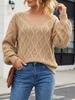 New 2026 popular bottoming shirt V-neck loose and thin cross-border fashion sweater woven twist rhombus sweater
