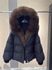 Winter increase natural real raccoon fur collar placket goose down jacket versatile high-end sense loose warm jacket women