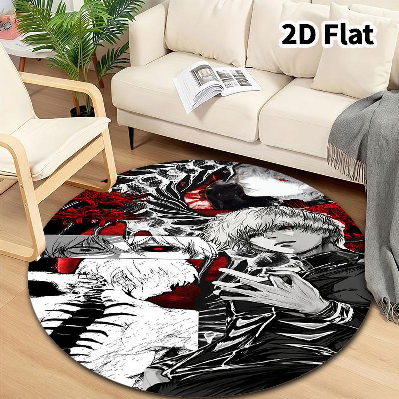 Tokyo Ghoul Runder Teppich Teppich für Wohnzimmer Schlafzimmer Sofa Spielzimmer Dekor Rutschfeste Bodenmatte