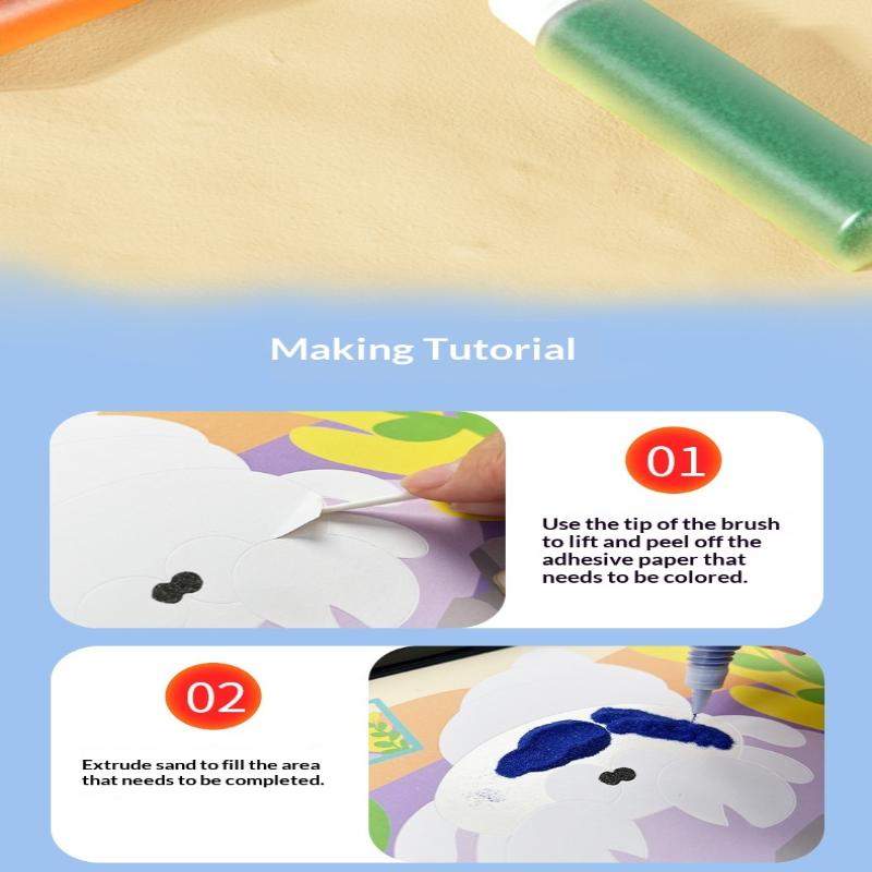Educational Diy Sand Painting Kit—12 Colors For Kids' Art & Concentration