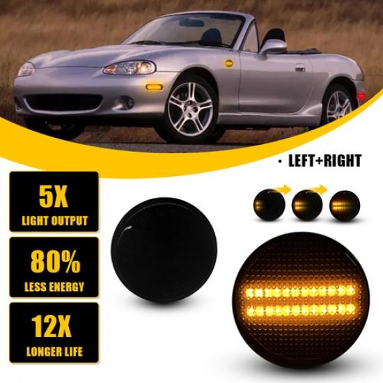 Dynamic LED Amber L+R Pair Side Marker Light Fit MX-5 Mazda NBFL 2000-2005
