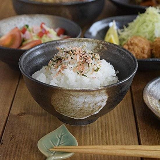 Tableware East Rice Bowl Black Bizen 2-Piece Set Japanese Dish Large