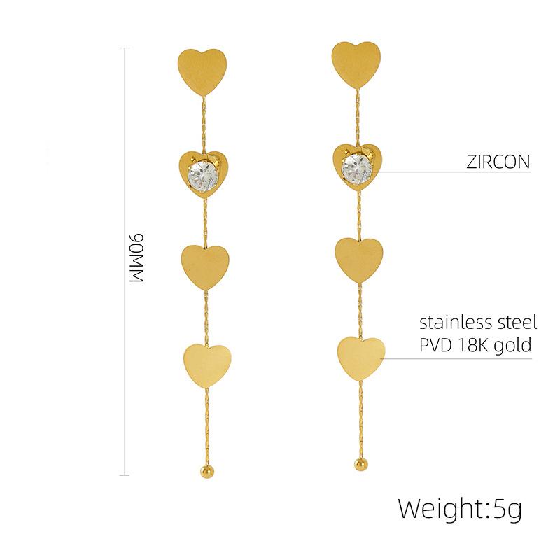 

Новые длинные серьги-гвоздики с цирконием Love, женские ретро-легкие роскошные модные серьги с высоким чувством 18K золотой