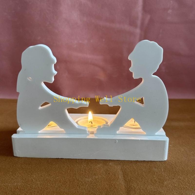 KX4B 2x/Set Valentines s Day Holder Silicone Mould Decorations DIY Couple Candlesticks Molds Epoxy Resins Mould CN