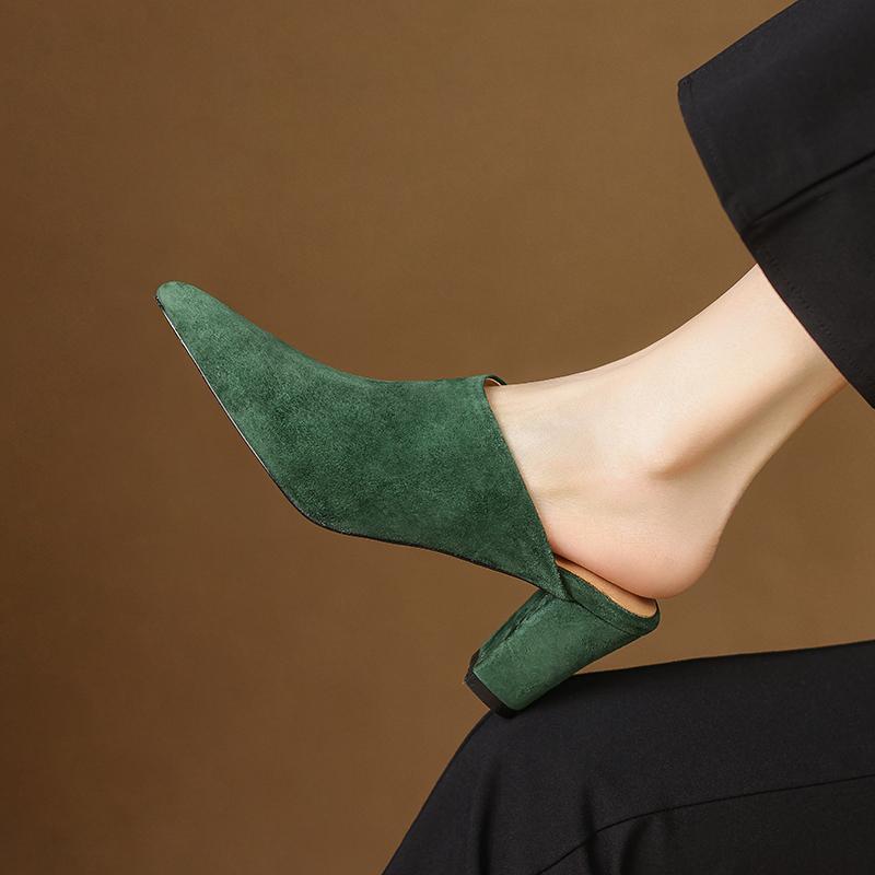 Fashion Female Slides Fashion Pointed Toe High Heel Women Mules Slippers New 2025 Summer Beach Luxury Ladies Slippers Sandals Shoes