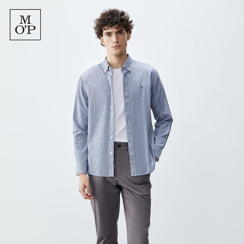 Marc O'Polo Men's Fine Cotton Houndstooth Casual Long Sleeve Shirt