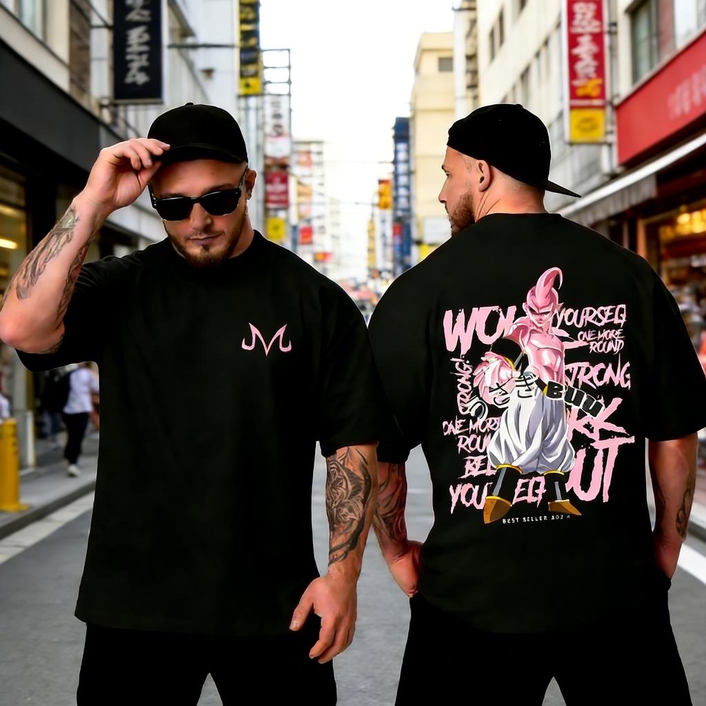 Black Plus Size Summer Tshirt Dragon Ball Anime Print Men Women Casual Parent Child Top Harajuku Style Y2K Street Fashion