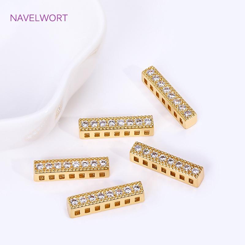 Trendy 18K Gold Plated Brass Cuboid Multiple Rows Separator Spacer Bars For Pearl Necklace Findings,DIY Jewelry Making Supplies