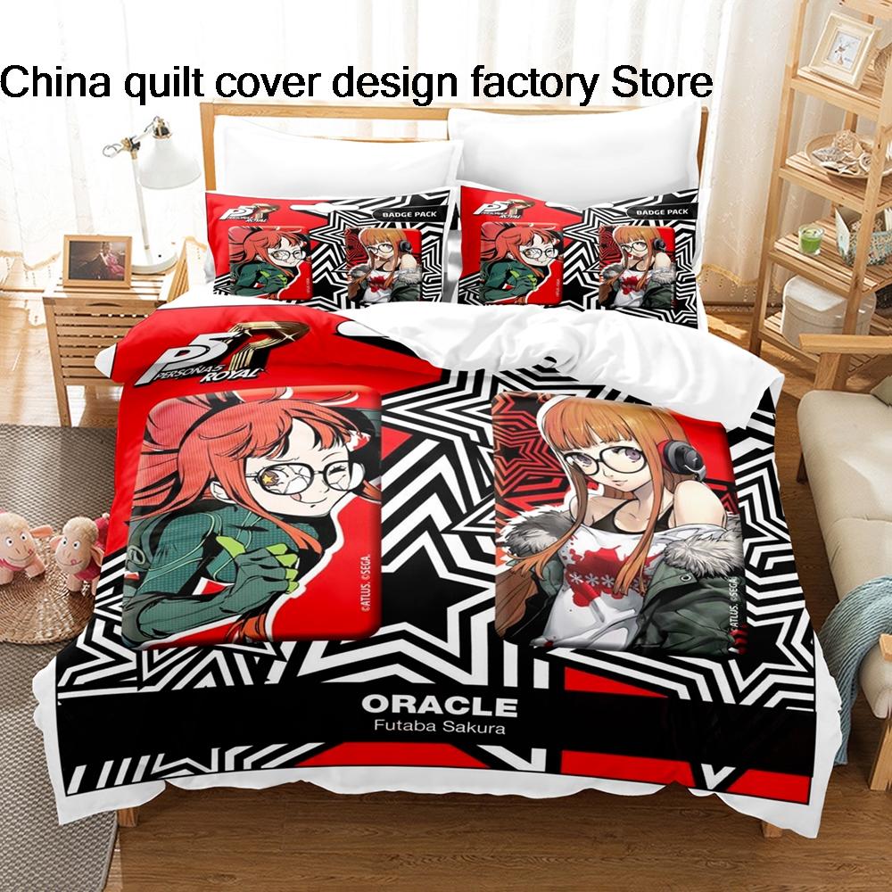 Persona 5 Royal Futaba Sakura Oracle Bedding Set Soft Duvet Cover Pillowcase For Adult Kids Bedroom Decor Twin Full Queen King
