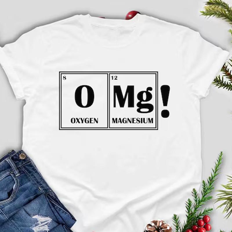 OMG Funny Science TShirt Chemical EleUnisexts Print Short Sleeve Periodic Table Tees Womens Casual Loose Fit Crew Neck Basic Top