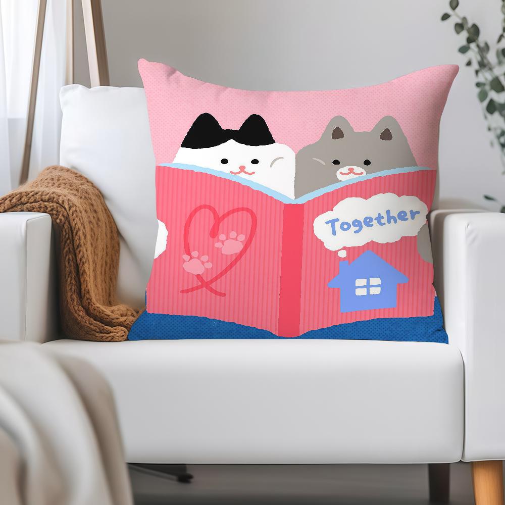 

Cartoon Cat O-orosi Pillow Case Applicable Space For Guest Rooms Interiors Cars Office House Decoration 12x12Inch