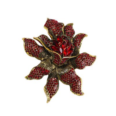 Vintage Edelstein Kristall Blumennadel Brosche Herren Bunt Strass Große Blume für Hochzeit Verlobung Geschenk