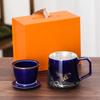Gilt Silver Ceramic Personal Drinking Cup Large Lacquer Office Home Mug Gift Box999Pure Silver with Filter