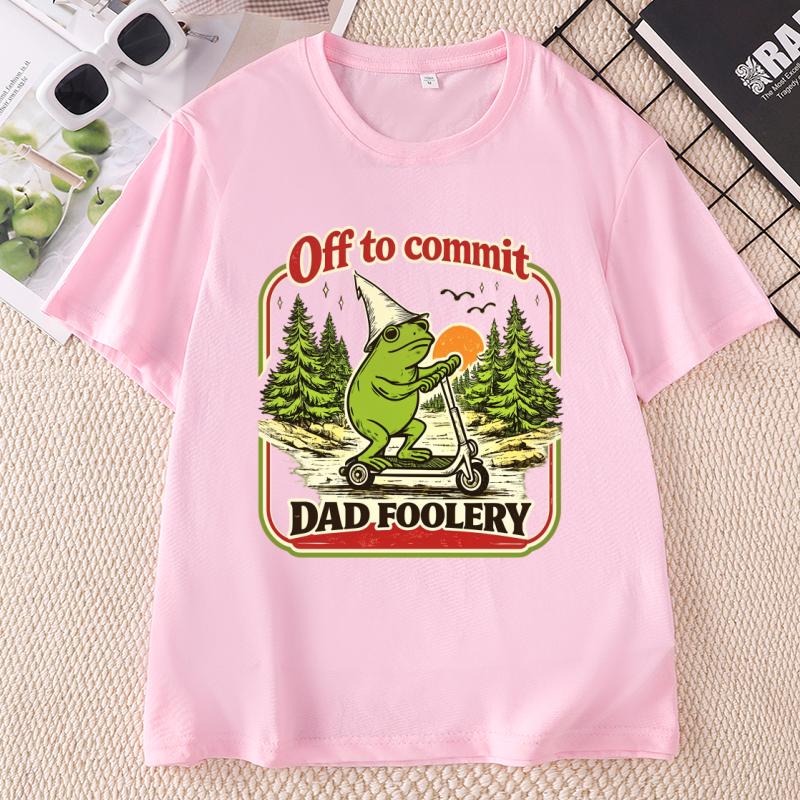 Dad Frog Off To Commit Tshirt Funny Frog Scooter T Shirt Pregnancy AnnounceUnisext Tee Oneck Short Sleeve Printed Clothes
