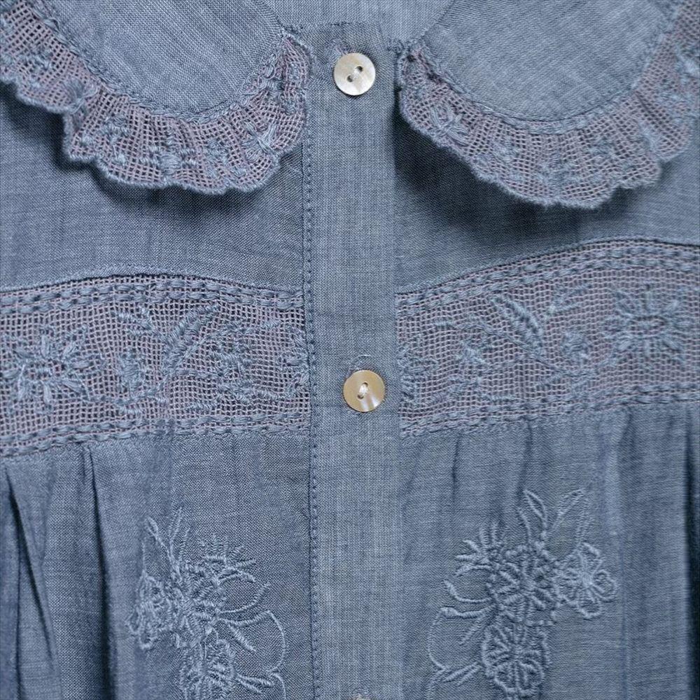 Spring/Summer 2025 Women's Floral Embroidered Single-Breasted Lapel Casual Short Shirt