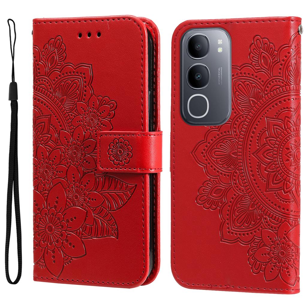 For vivo Y50 Case Floral Pattern PU Leather Wallet Stand Phone Cover