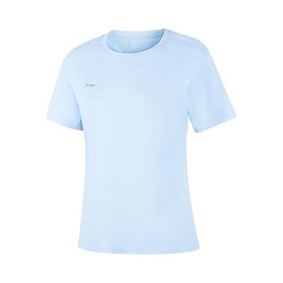 Li Ning Group Purchase Series Solid Color Breathable Versatile Short Sleeve T-Shirt Women Tops Sky-Blue ATSV436-7