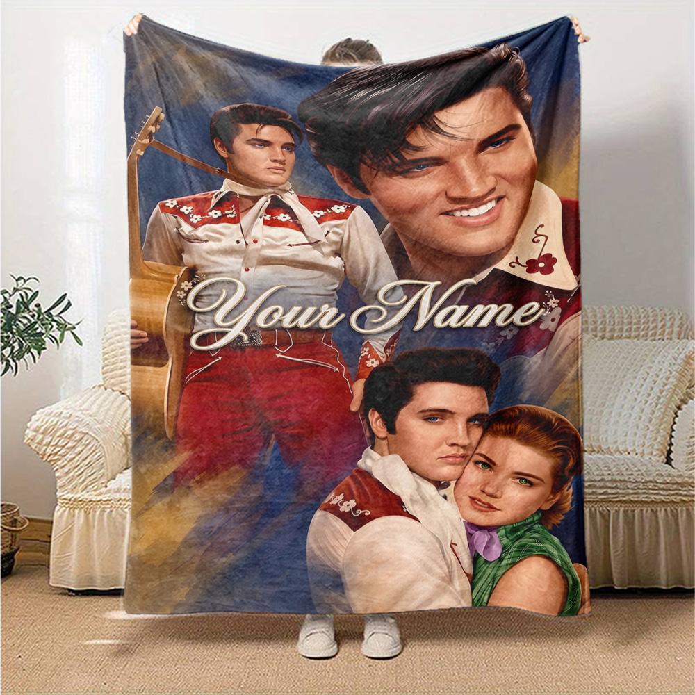Elvis Presley Personalisierte Decke Überwurf Personalisierte Decke Langlebiger Komfort für Picknicks Wohnzimmer Sofa Nickerchen Vier Jahreszeiten Vielseitig