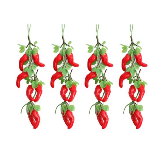 4Pcs Artificial Fruit Vegetable Garland Wall Hanging Fake Banana Strawberry Pumpkin Tomato Cucumber Chili String Farmhouse Kitchen Decoration