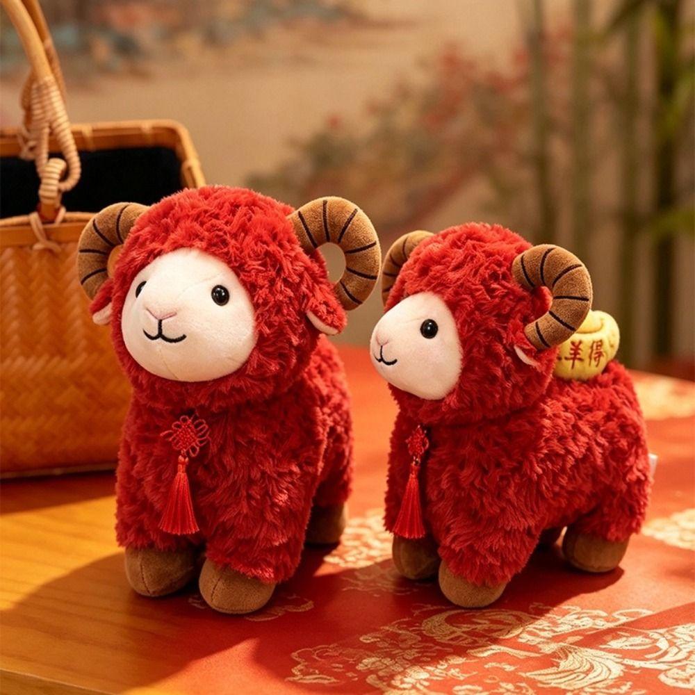 Curly Wool Plush Sheep Toy Soft Fabric Fluffy Mascot Plush Soft Lamb Stuffed Doll Home Decoration
