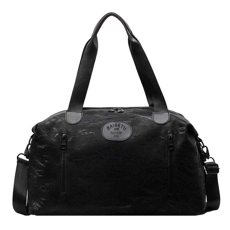 

2025 Short-Distance Travel Bag: Large Capacity Double Zipper, Fashionable Handbag, Gym Bag, Versatile Shoulder & Crossbody Style One Size чёрный