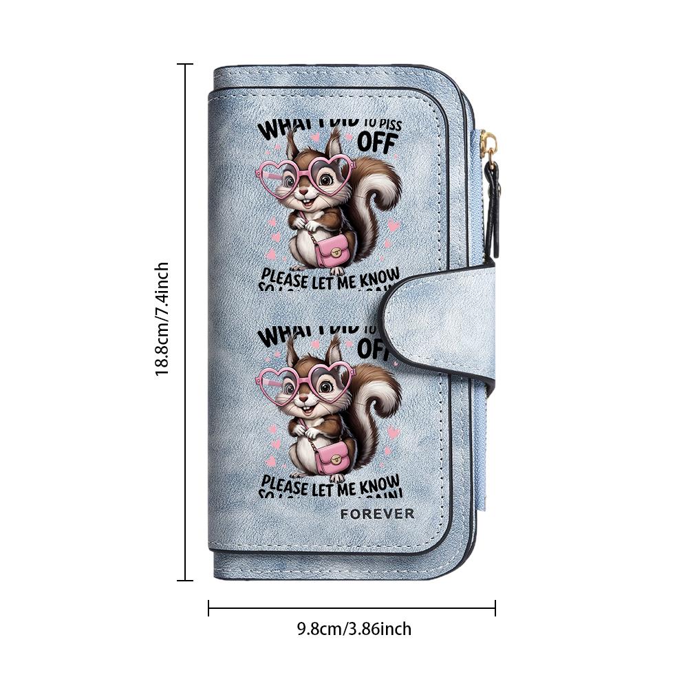 Cute Squirrel Print Wallet Fashion Casual Large Capacity Portable Ladies Long Purse