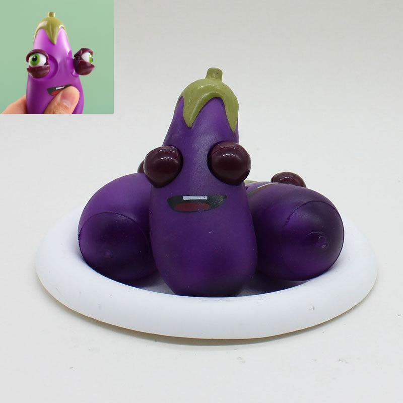 Relief Eggplant Stress Toy Extrusion Rebound Toy Portable Kids Gifts Birthday