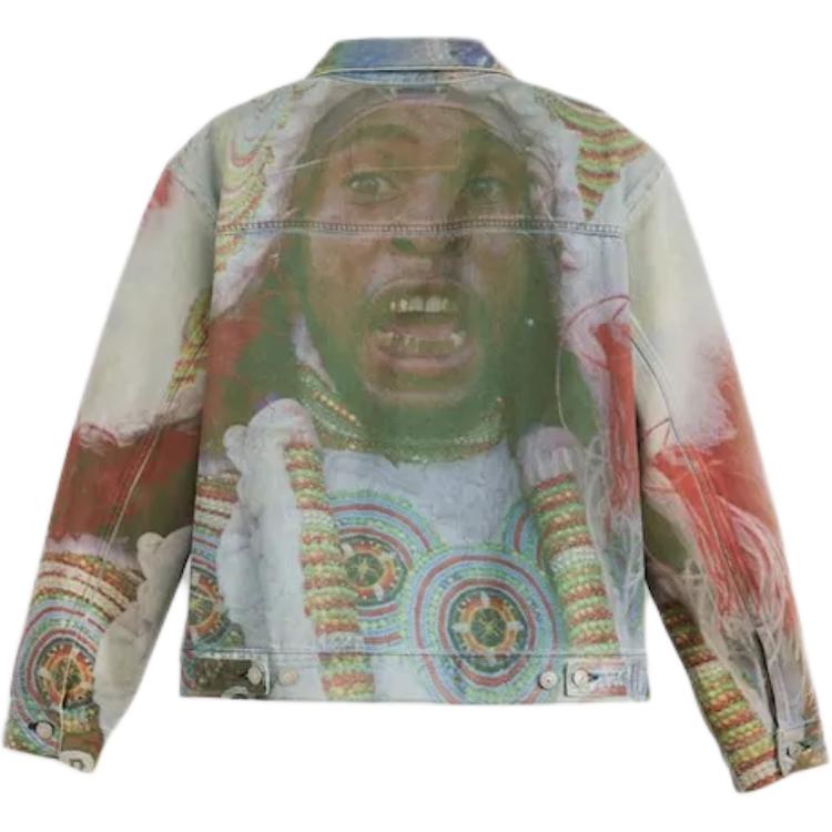 

Коллаборация Levis X Denim Tears SS25 Фотопринт Свободный Повседневный Удобный Пиджак-поло Мужской Пиджак Многоцветный 000VK0000 XL