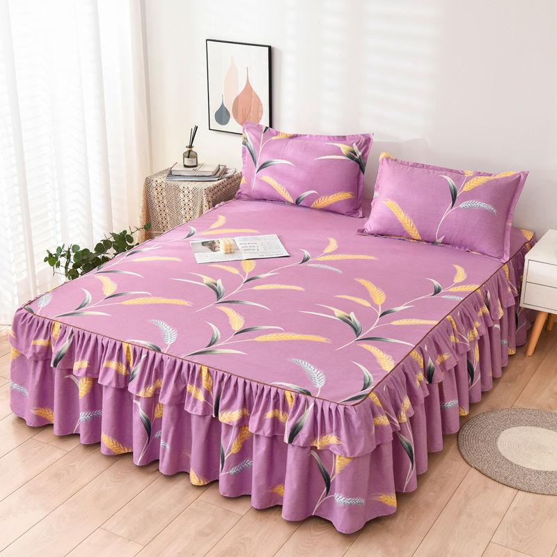 3 stücke Haut-freundliche Schleifen Bett Rock Schlafzimmer Student Wohnheim Kissenbezug Quilt Abdeckung Bettdecke Bettwäsche