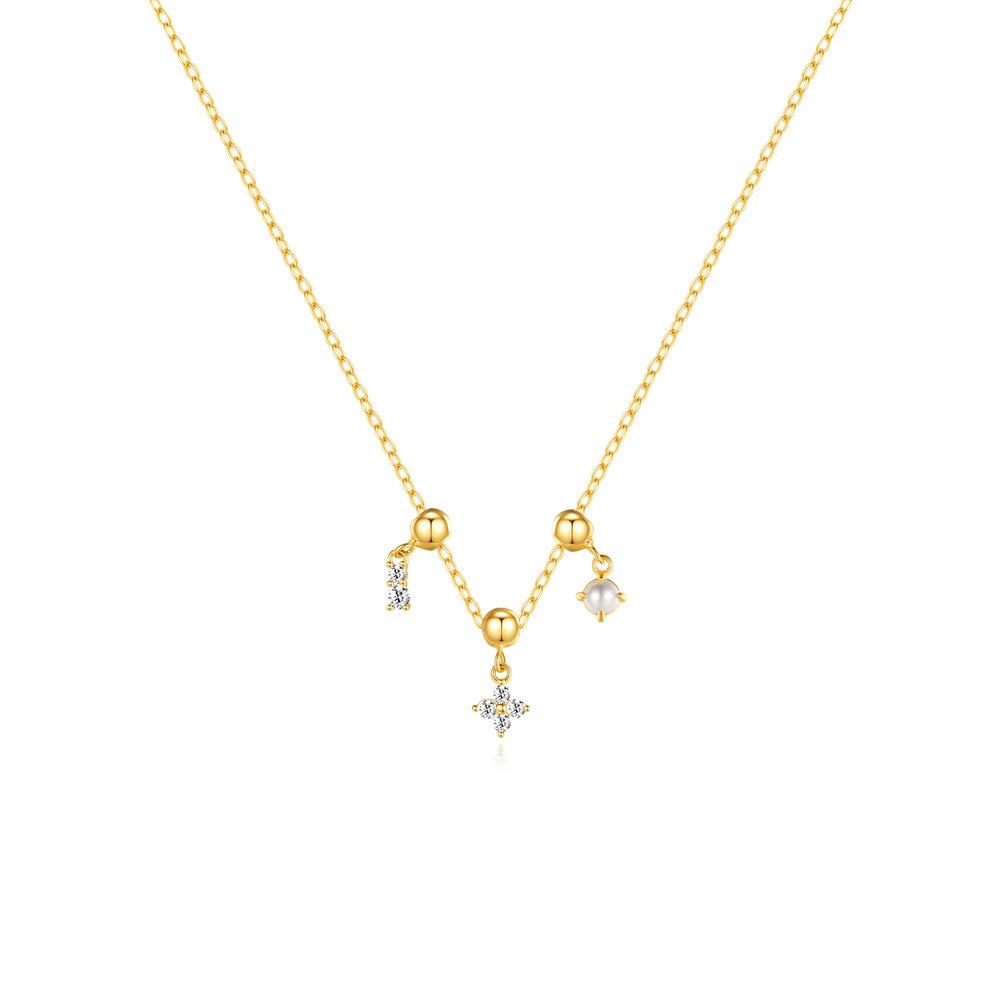 Removable Pendant Adjustable Accessories Trend Square Crystal Zircon Pearl Pendant Necklace Party Travel Accessories