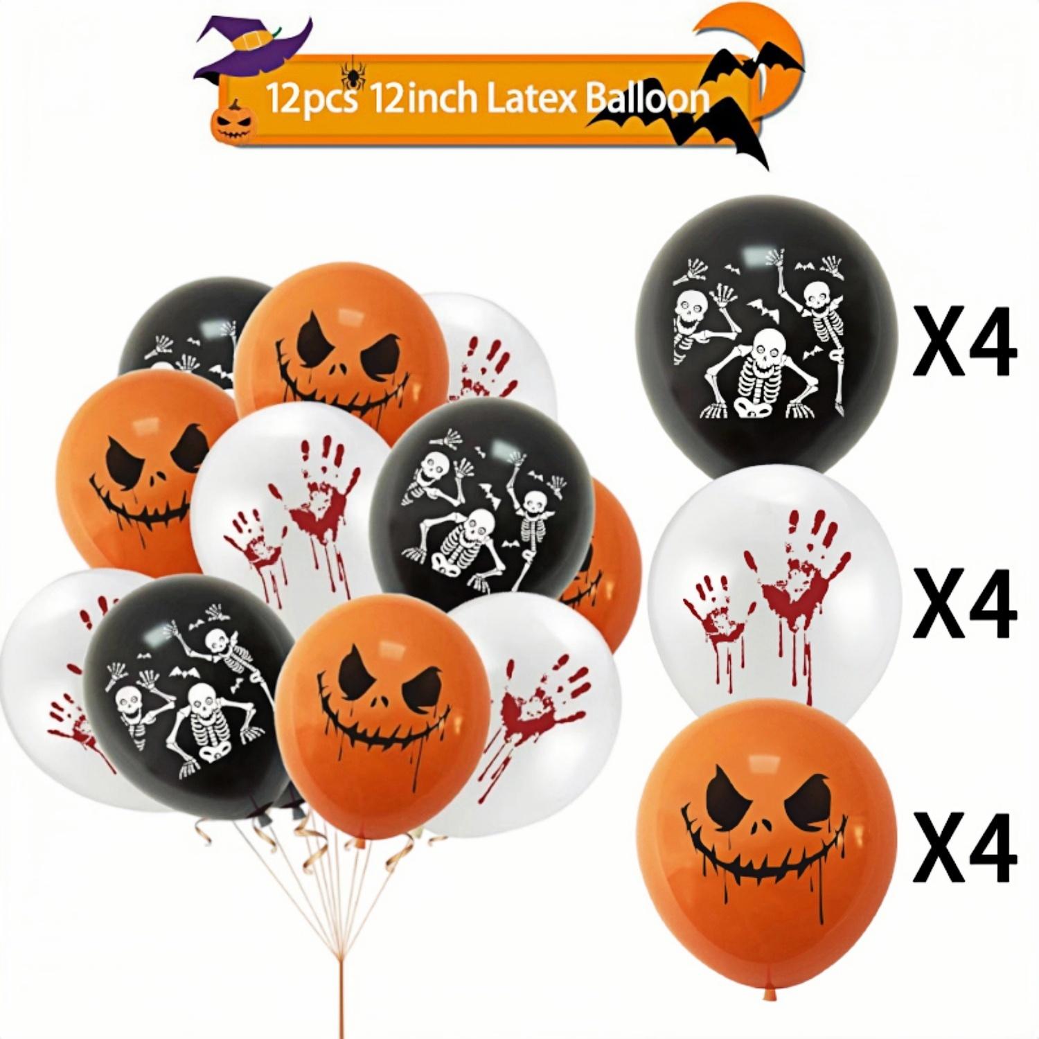 

12-30pcs 12 In Latex Balloons 3 Styles Bloody Hand and Skull Scary Expression Balloons for Halloween Party Decoration Supplies 12inches