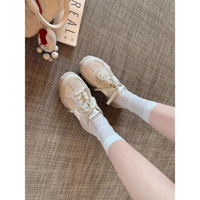 Grape Mother's Same 7cm Inner Height Increase~ Invisible Leg Pull Splicing Round Head Pair of Shoelaces Casual Sports Shoes German Training Shoes Wom