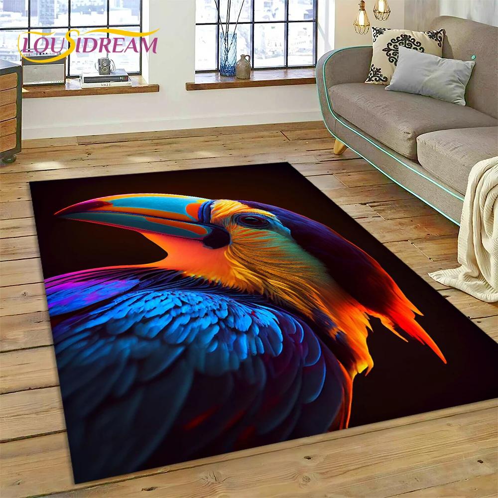 Colorful Parrot Macaw Budgerigar Bird Carpet Rug for Home Living Room Bedroom Sofa Doormat Decor,kid Area Rug Non-slip Floor Mat