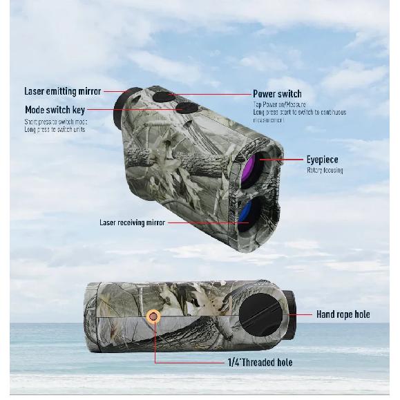 HD Laser Rangefinder Distance Meter 600/800/1000M Monocular Telescope Speed Meter Flag-Lock for Golf Hunting Range Finder